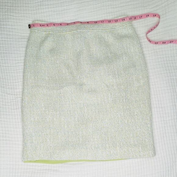 Halogen Bouclé style tweed Skirt Straight Knee-Length Green Check Pattern Size 6 - Picture 3 of 6